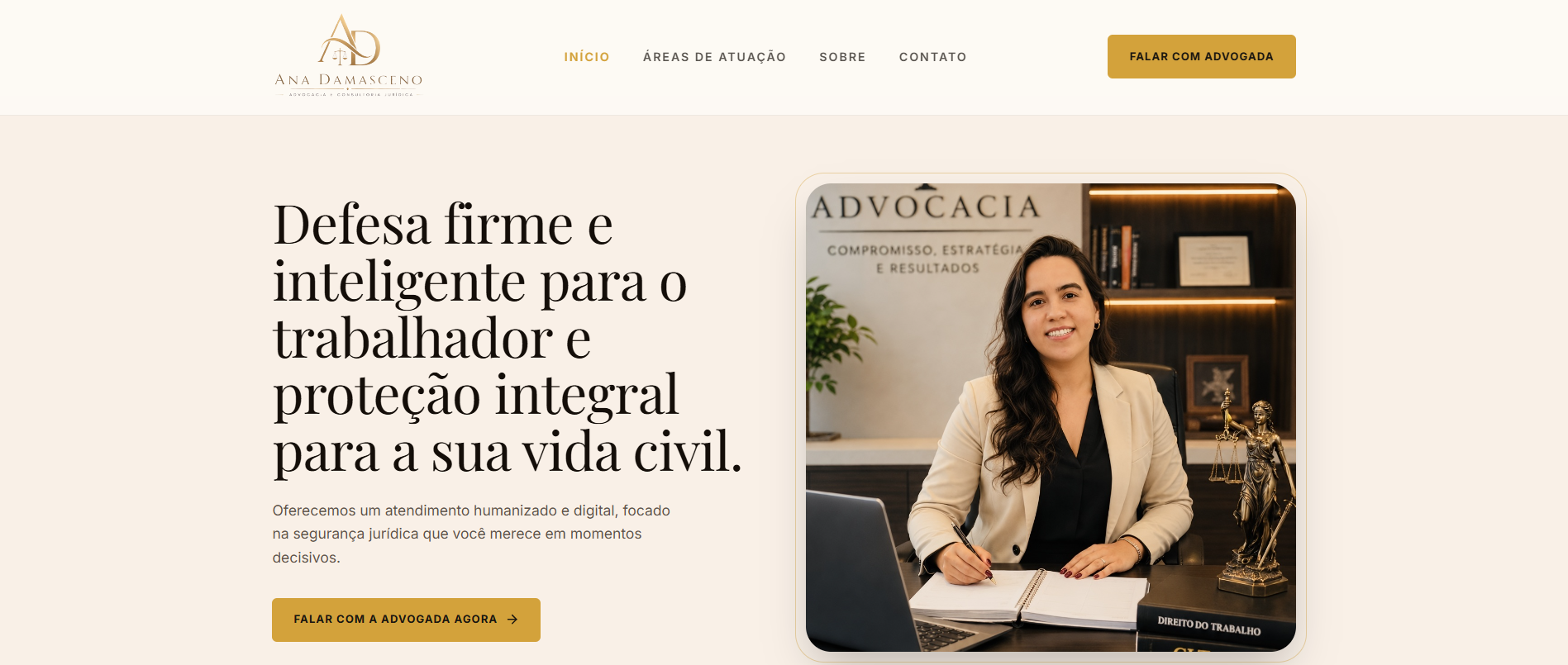 Captura de tela do site institucional Dra. Ana Damasceno